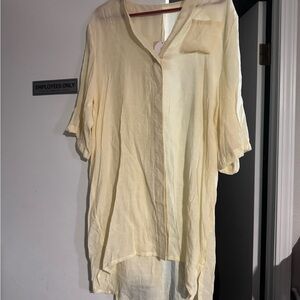 Women's light yellow Button Down Shirt